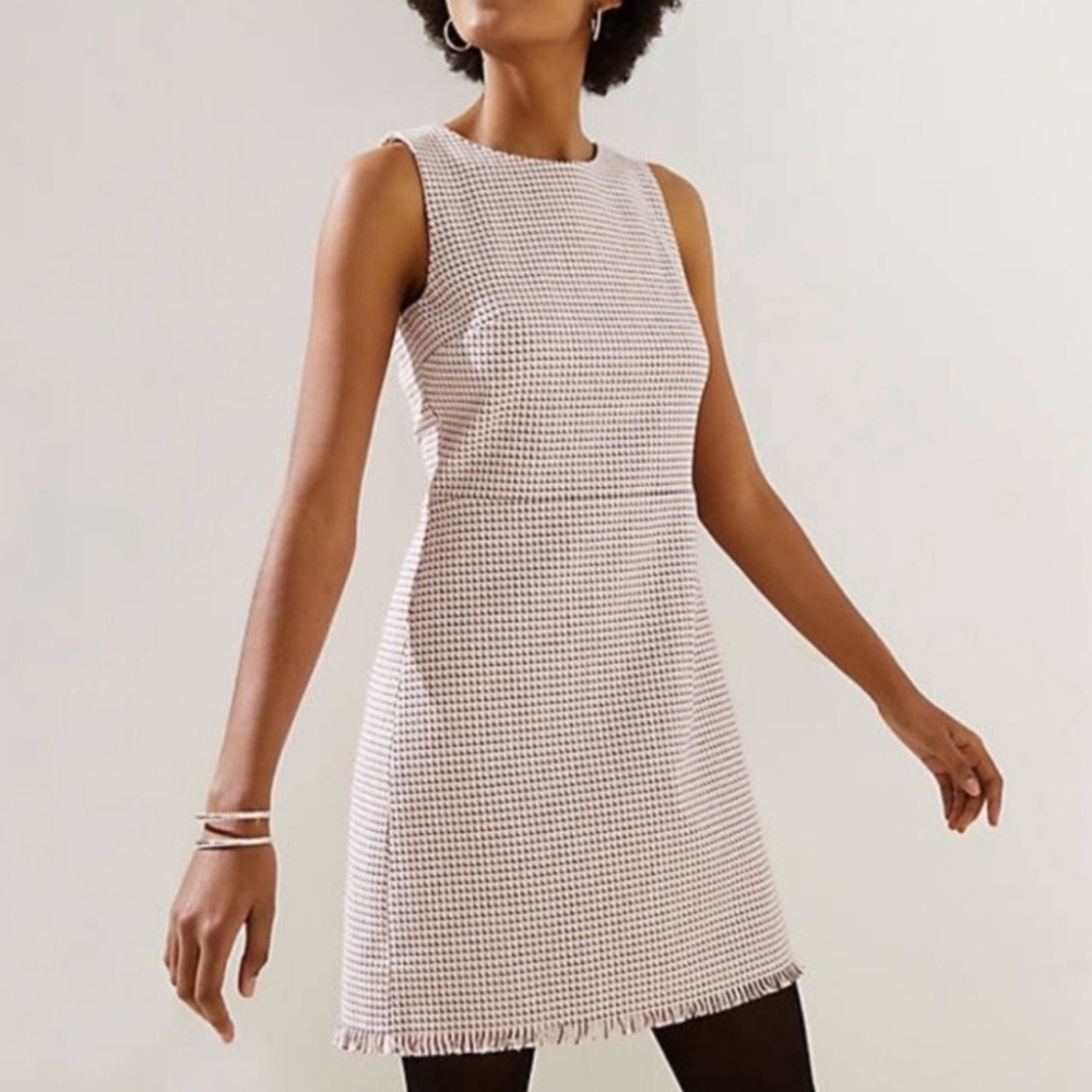 LOFT Pink Ribbed Sleeveless Sheath Dress